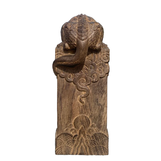 Hand-Carved Mythical Beast – Wooden Vietnamese Wealth Figurine