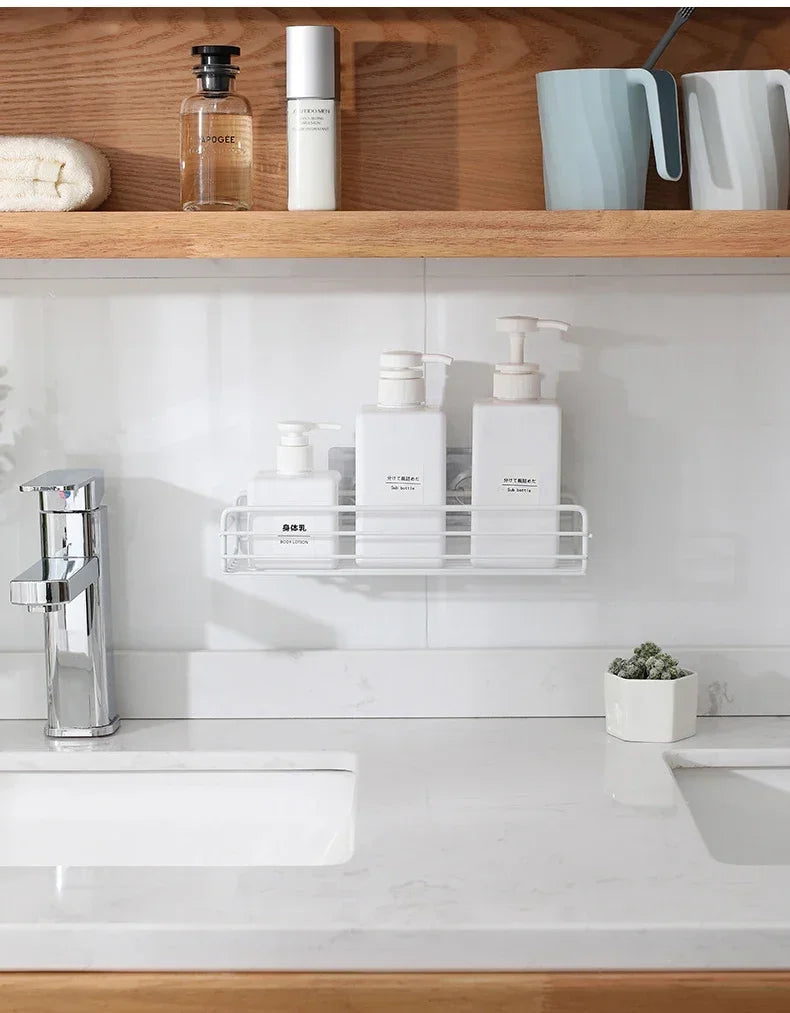 Wall Mounted Bathroom Corner Shelf – Iron Shower Storage Rack & Organizer